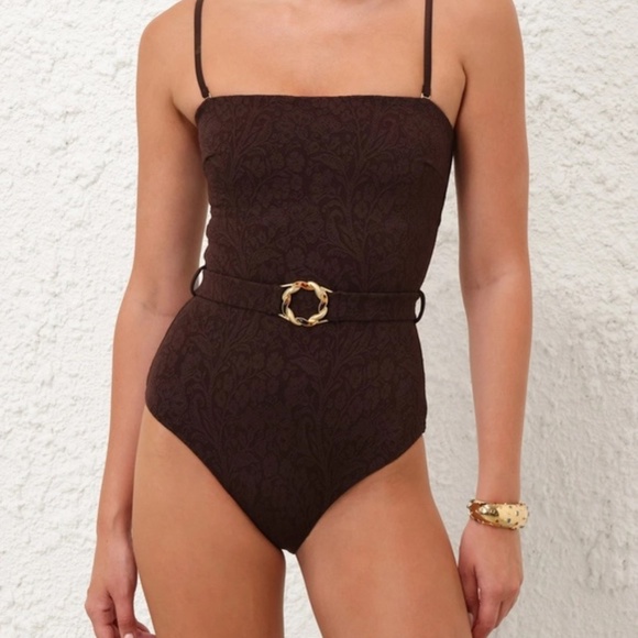 NWT Zimmermann Acacia 1pc Textured Bandeau Swimsuit - Size 2 - Picture 1 of 11